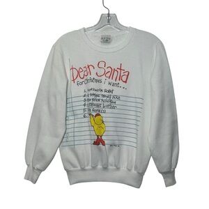 BJ Frog Youth L? Crewneck Sweatshirt Christmas List Santa 80's White Holiday